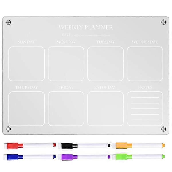 1 Set Acrylic Refrigerator Calendar Erasable Monthly Planner Board Reusable Dry Erase Board with Markers