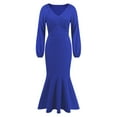thumbnail image 4 of Aayomet Long Dresses for Women V Neck Casual Loose Flowy Swing Shift Dresses,Blue S, 4 of 5