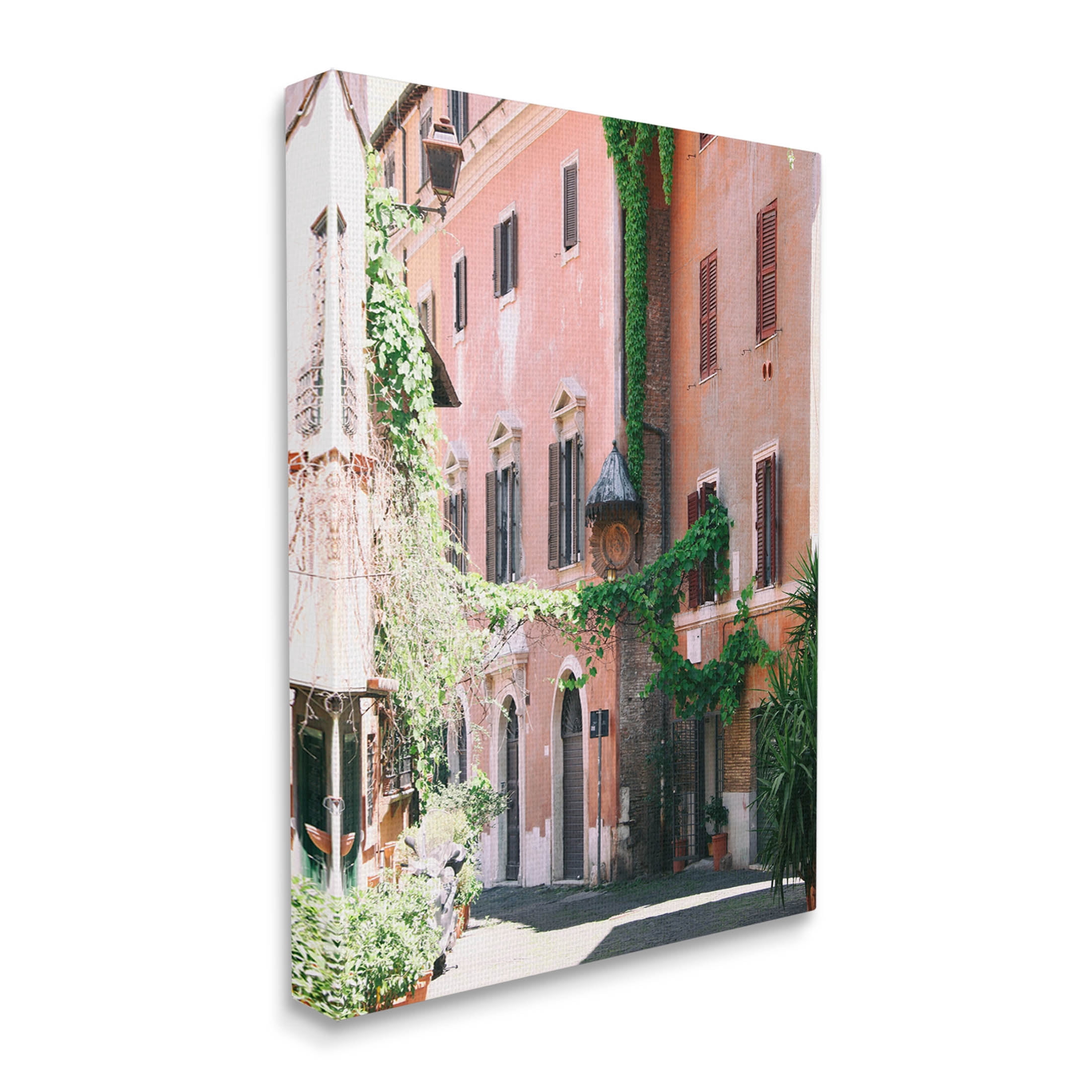 Neighborhood Ivy Vines Architecture Town & City Photograph Gallery Wrapped Canvas Print Wall Art