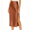 thumbnail image 2 of Sngxgn Women's Elastic Waist Stretch Bodycon Midi Pencil Skirt(Brown,XL), 2 of 7