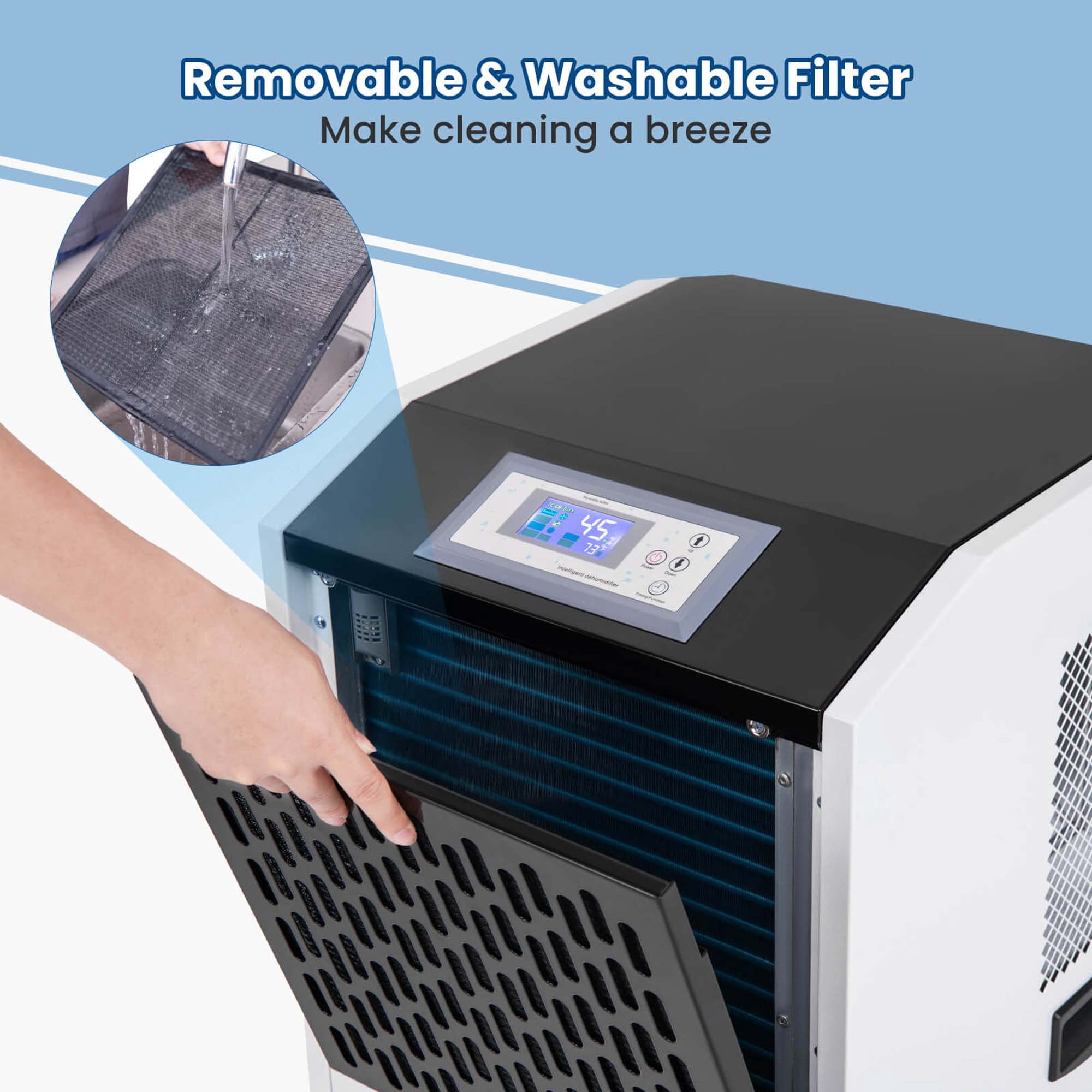 Costway 60-Pint(DOE) Commercial Dehumidifier with Drain Hose 8,500 Sq. ft Coverage Area (MAX 250Pint at 95°F, 90%RH)