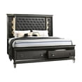 thumbnail image 3 of Lavish Dark Gray Wood California King Bed with Lights and Storage Footboard, 3 of 3
