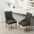 thumbnail image 5 of Button Tufted Solid Wood Charcoal Wingback Chairs with Nail Heads Set of 2 / Make Dining Room More Inviting, 5 of 6