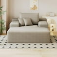 thumbnail image 5 of BISHE Oversized Upholstered Sofa Bed with 3 Pillows, 68" Corduroy Chaise Lounge Sleeper Couch, Fully Compressed Foam Loveseat for Apartment, Living Room, Bedroom, Camel, 5 of 8