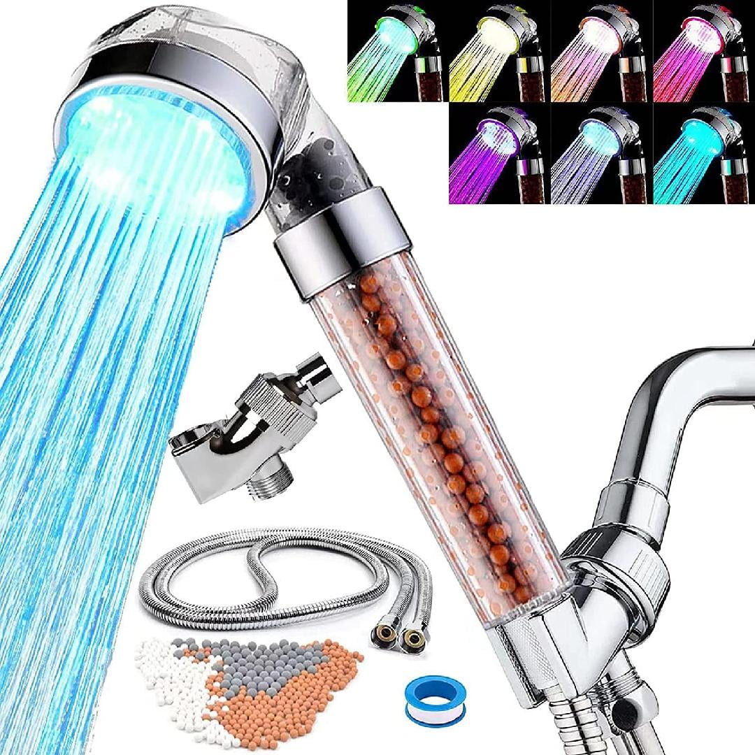 LED Shower Head Color Changing,7 colors cycles, Filtered Water Saving