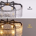 thumbnail image 3 of HOOMEDELIER 6-Light Modern Water Ripple Glass Black Electric Luxury Round Drum Crystal Chandelier, 3 of 18