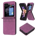 thumbnail image 1 of ELEHOLD Leather Case for Samsung Galaxy Z Flip5 2023,Shockproof Premium PU Leather Emboosed Pattern Slim Lightweight Anti-Scratch Case Cover for Samsung Z Flip5 5G,Darkpurple, 1 of 8