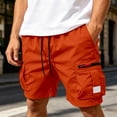 thumbnail image 4 of XIAONU Men's Cargo Athletic Shorts Drawstring Waist Zipper Pockets Daily Shorts, 4 of 7