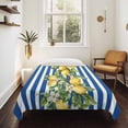 thumbnail image 4 of Blue Stripes Lemon Tapestry for Bedroom Wall Hanging Tapestry, Spring Fruit Flowers Leaves Line Ceiling Backdrop Tapestries Poster Blanket Wall Decor for Teens Room Living Room Dorm 59" x 79", 4 of 8