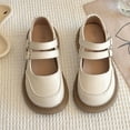 thumbnail image 4 of OGLCCG Girls Mary Jane Shoes School Uniform Oxfords Flats Dress Shoes Low Heel Princess Hook and Loop Loafers Flats for Party Wedding 3-10 Years, 4 of 5