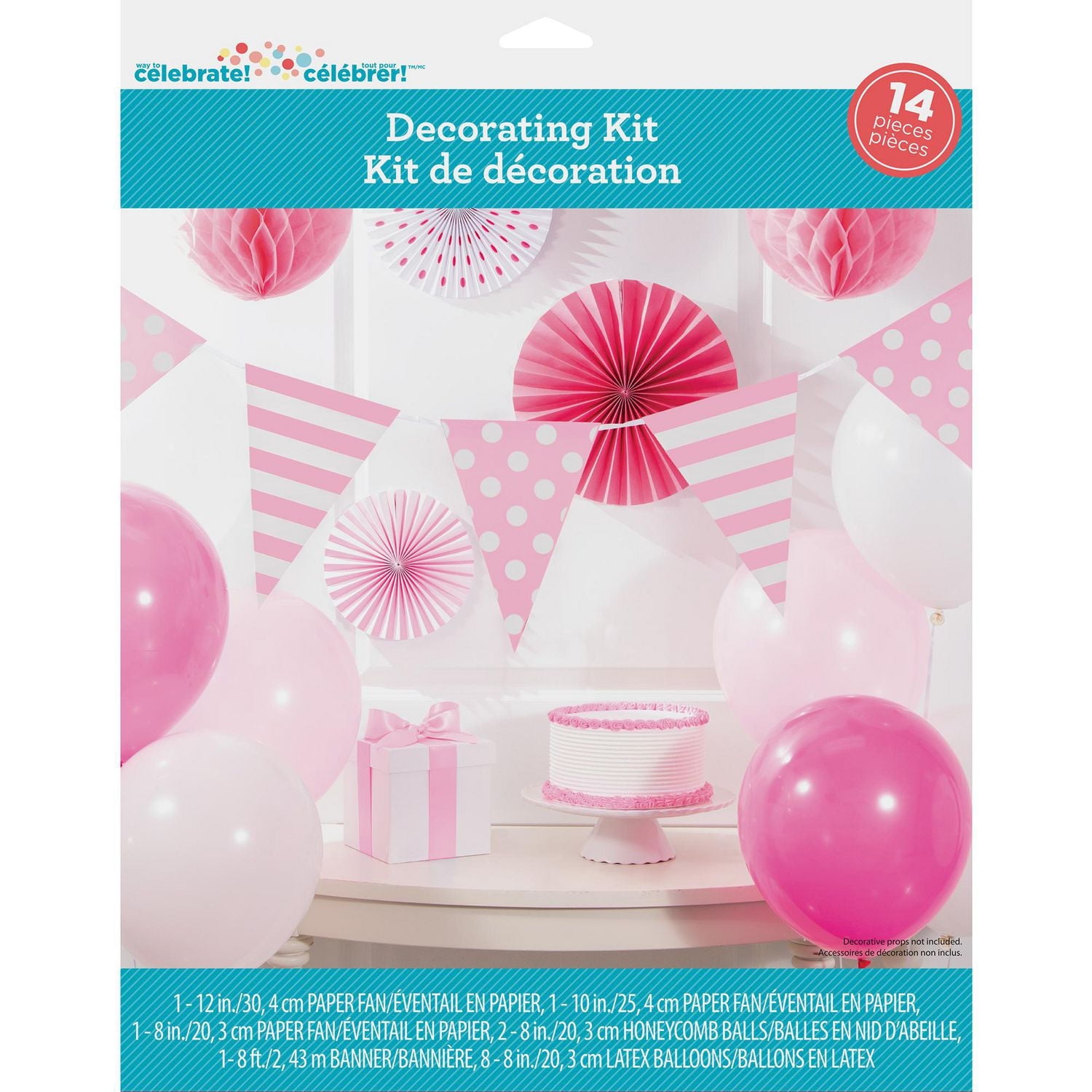 Kit de décoration en papier d’aluminium rose pastel et or, 14 ct • Kit de décoration de 14 pièces