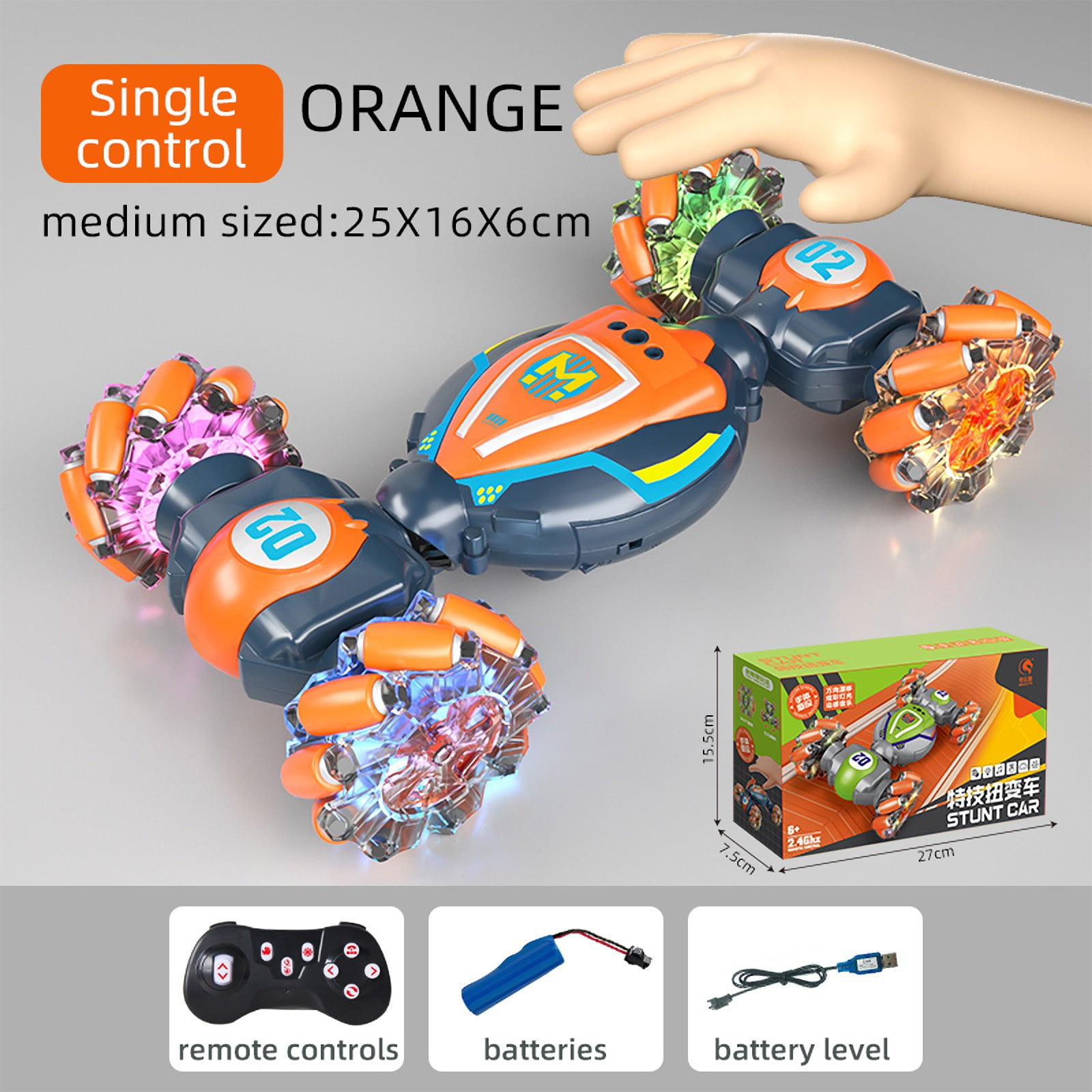 Dmlowu Remote Control Cars - Gesture Sensor Remote Control Toy Cars, Double-Sided Stunt Four-Wheel Rc Cars Toys Gift for Christmas Holiday Birthday Party