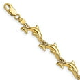thumbnail image 5 of 14k Yellow Gold Polished 3D Reversible Dolphin Bracelet, 5 of 7