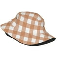 thumbnail image 2 of ZICANCN Brown Plaid Print Bucket Hat , Unisex Print Double-Side-Wear Bucket Hat for Golf Fishing Beach Outdoor, 2 of 5
