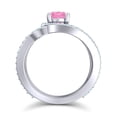 thumbnail image 4 of 2.50 Carat Luxurious Round Cut Pink Sapphire & Aquamarine Gemstone Wedding Ring for Ladies Solid 18K White Gold Size 5.5 by Diamond-Capitals, 4 of 8