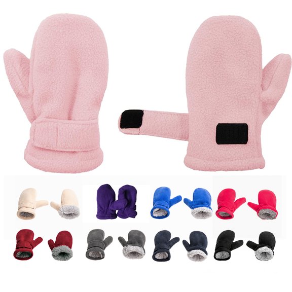 Visland Autumn Winter Toddler Magic Tape Warm Mitten Baby Boys Girls Faux Fleece Gloves