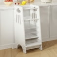 thumbnail image 6 of KORIMEFA Toddler Standing Tower - Adjustable Height Toddler Kitchen Stool Helper - Ideal Kids Kitchen Step Stool for Learning New Skills - White, 6 of 14