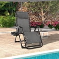 thumbnail image 1 of Gymax Chaise Longue Inclinable Pliante avec Coussin et Porte-Gobelet Gris, 1 of 9
