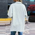 thumbnail image 5 of IROINNID Women's Comfy Mid-Length Jacket Turndown Lapel Solid Color Blouson Jacket Long Sleeve Outwear, Gray, 5 of 9