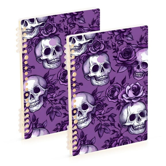 joogoo Spiral Journal Notebook Retro Rose Skull College Ruled Notebooks 8.3" x 5.7" 2 PCs