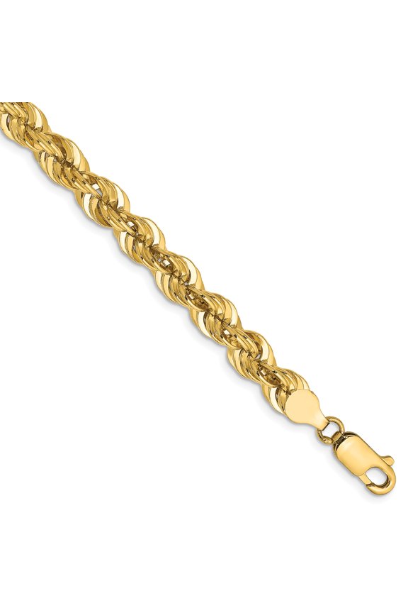 14k 6mm Regular Rope Chain in 14k Yellow Gold