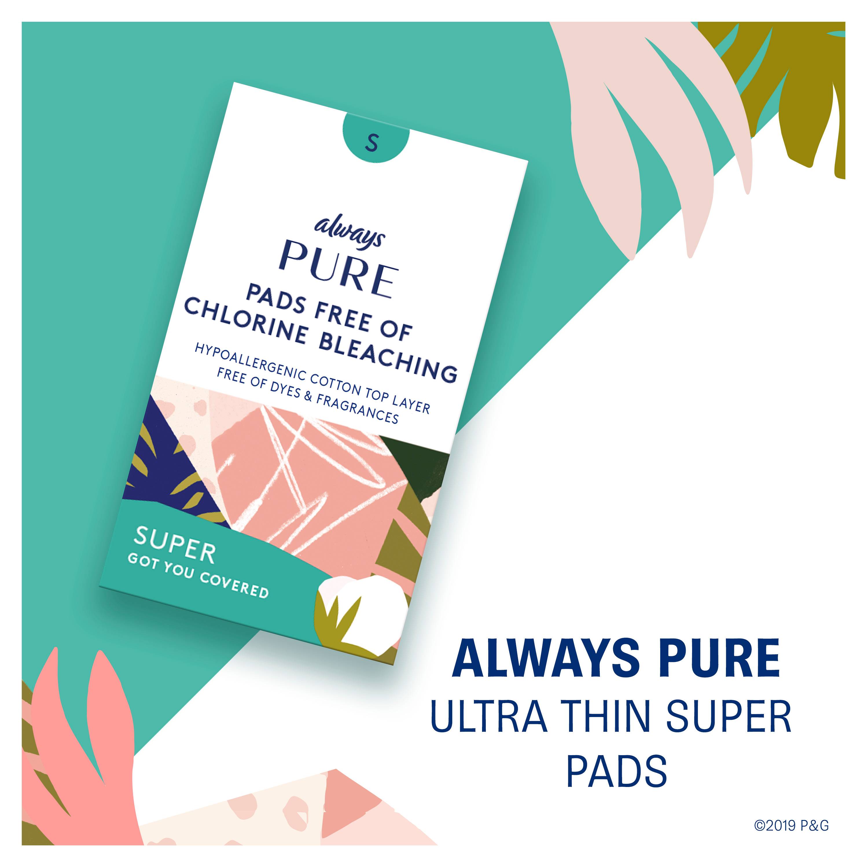 Always Pure Ultra Thin Super Pads With Wings Unscented, 21 Count