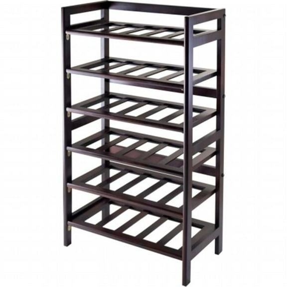 Silvi Wine Rack, 30-Bottle, - 6-Tier - Antique Walnut