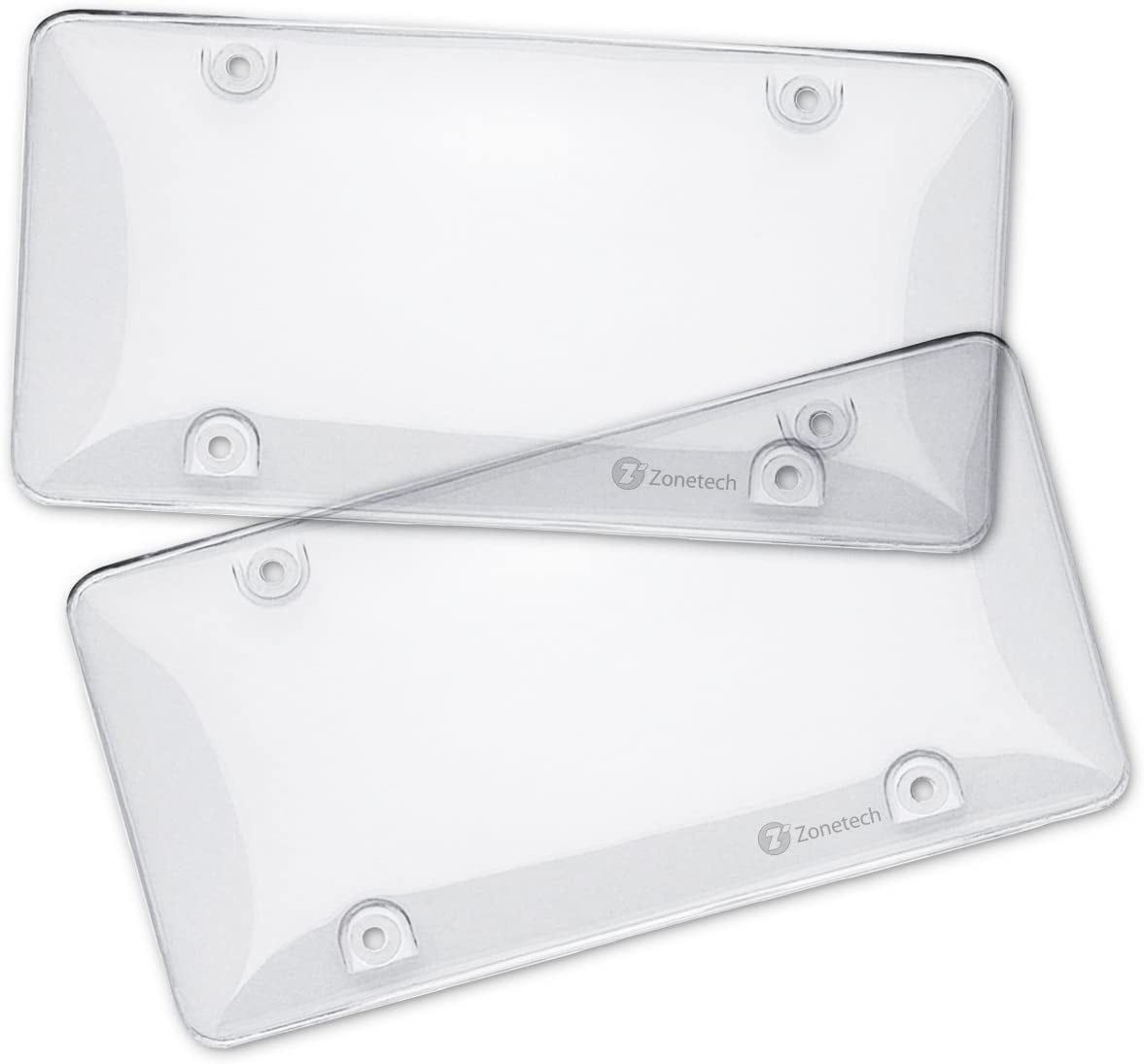 Zone Tech Clear License Plate Shields 2Pack Novelty/License Plate