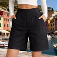 thumbnail image 5 of Duoif Womens High Waisted Long Shorts with Pocket Workout Wide Leg Loose Knee Length Shorts Cotton Short Pants Pull-On Solid Walking, Black, 3Xl, 5 of 7