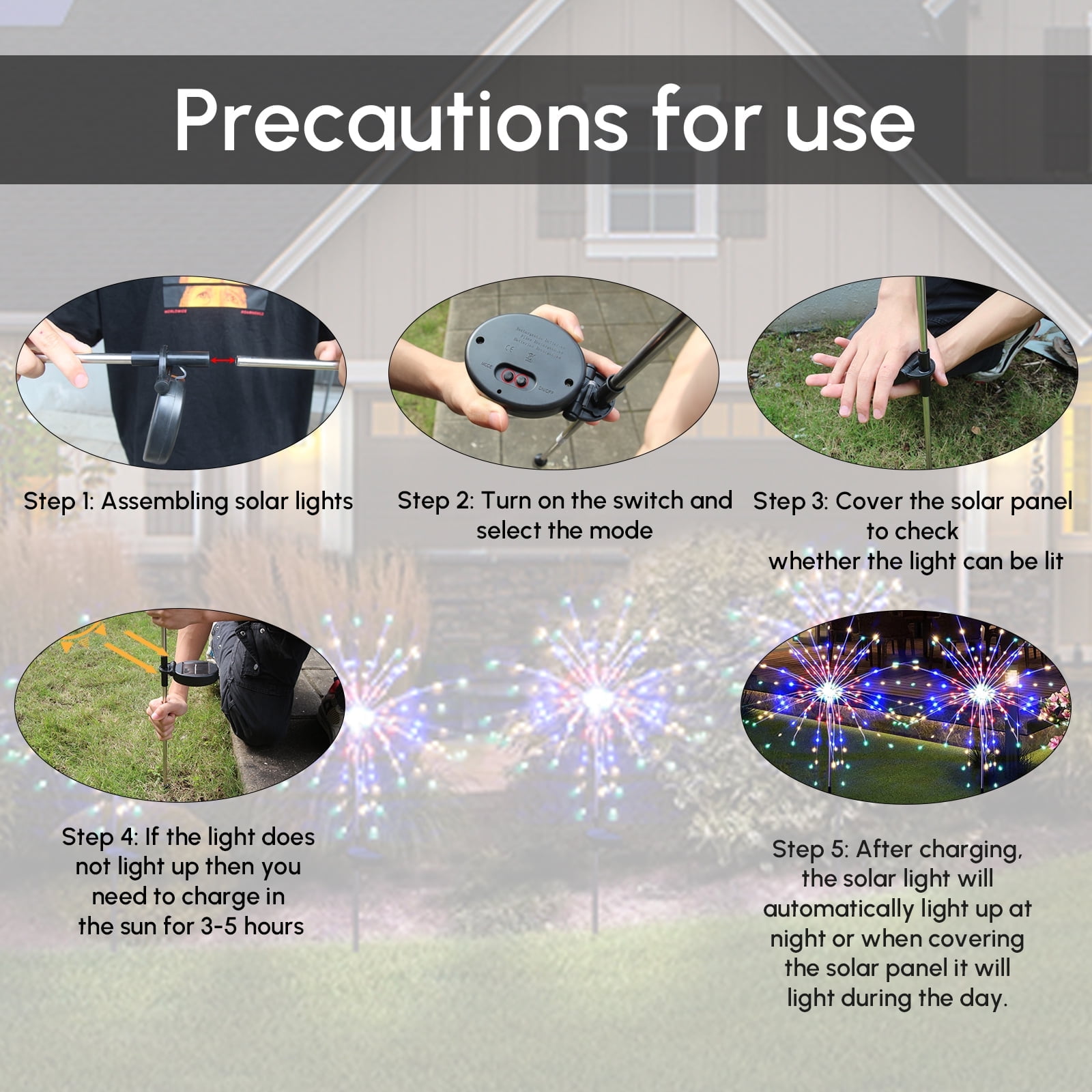 4 Pack Solar Firework Lights Outdoor, 120 LED Multicolor 8 Modes Waterproof Garden Stake Lights for 4th of July Yard Decor & Parties