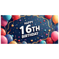 thumbnail image 2 of Happy 16th Birthday Themed Background Banner with Balloons Stars and Cakes for Birthday Party Decorations Photography Props Party Supplies Decor Backdrop, 2 of 8