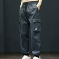 thumbnail image 2 of Dagugfen Mens Cargo Pants Drawstring High Waist Baggy Solid Color Lightweight Jogger Sports Trousers Pockets, 2 of 4
