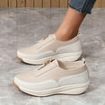 thumbnail image 3 of Mepaouo Platform Sneakers for Women Round Toe Slip on Wedge Loafers Comfort Work Casual Walking Shoes, 3 of 7