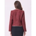 thumbnail image 4 of DARING DIVA Women's Plaid Tweed Blazer Long Sleeve Work Jacket M Burgundy, 4 of 6