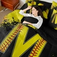 thumbnail image 4 of Manfei Boys Girls Letter Monogrammed M Bedding Comforter Set 7-Piece,Sport Baseball King Bedding Sets,Graffiti Splash Ultra Soft Bed Sheets,Ultra Soft Home Decor,Reversible, 4 of 8