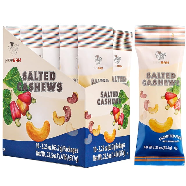 Sea Salt Caramel Cashews Individual Packs - 12 Cashew Snack Packs Roasted Nuts (1.5oz Each) – Keto, Vegan, Gluten-Free - Healthy Snacks for Trail Mix, Office, or Party - Lightly Salted, Swee