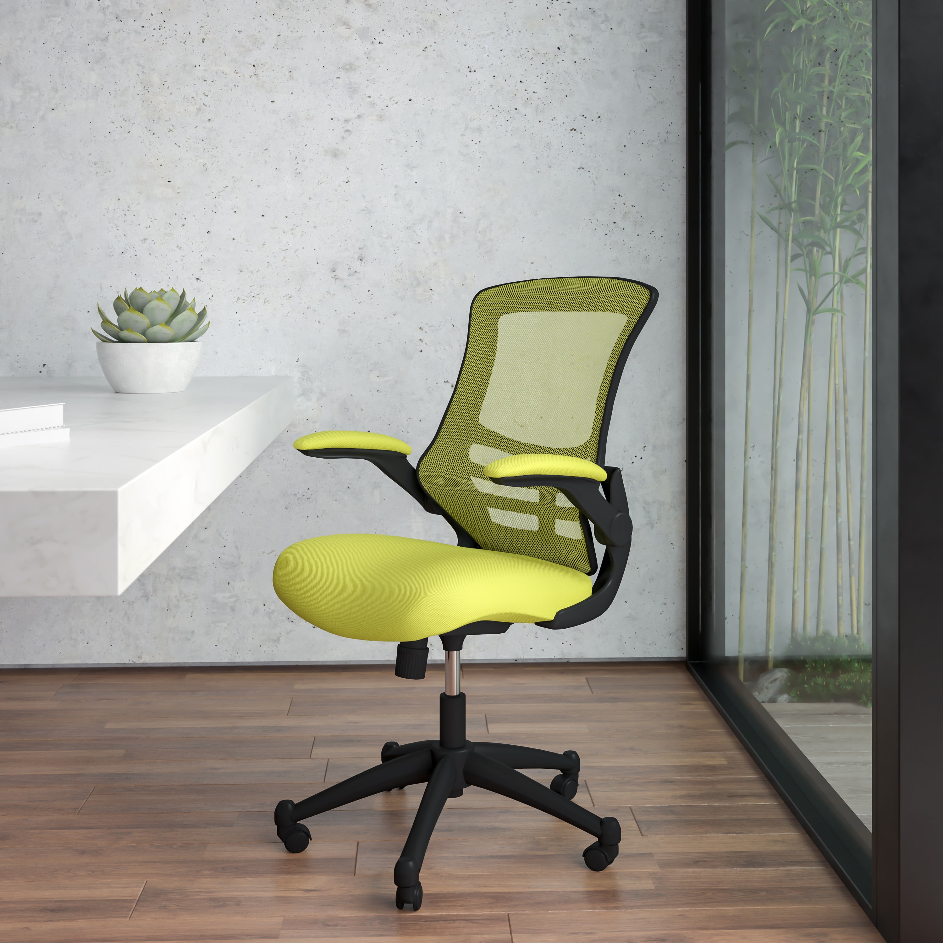 Details about   Mid-Back White Mesh Swivel Task Office Chair with White Frame and Flip-Up Arms 