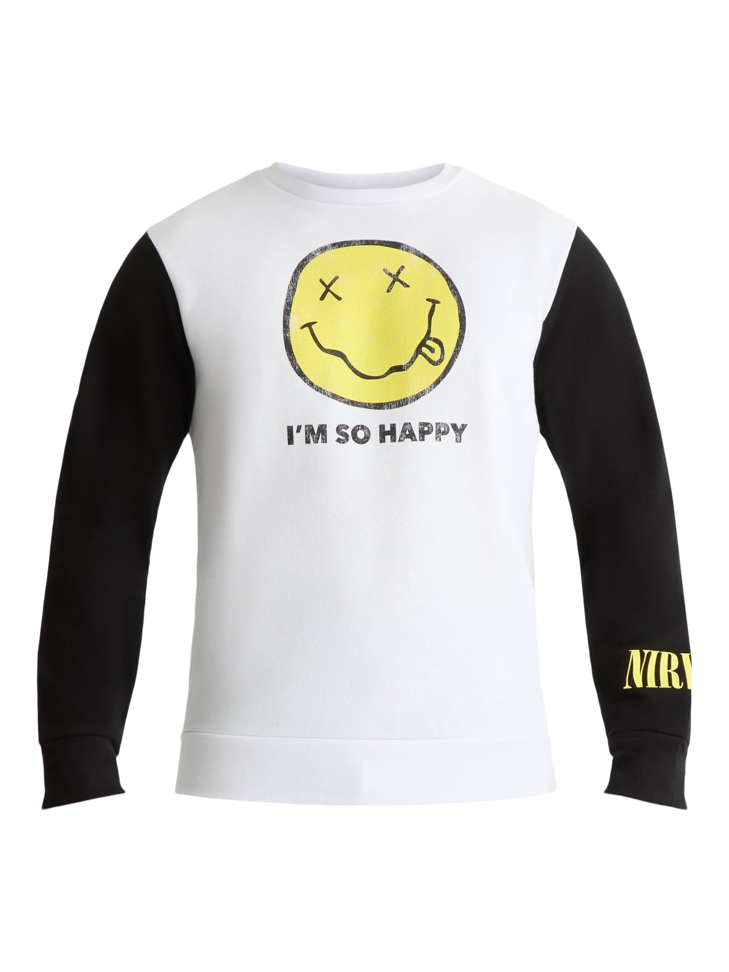 Nirvana Men's & Big Men's Smiley Graphic Crewneck Sweatshirt, Sizes XS-3XL
