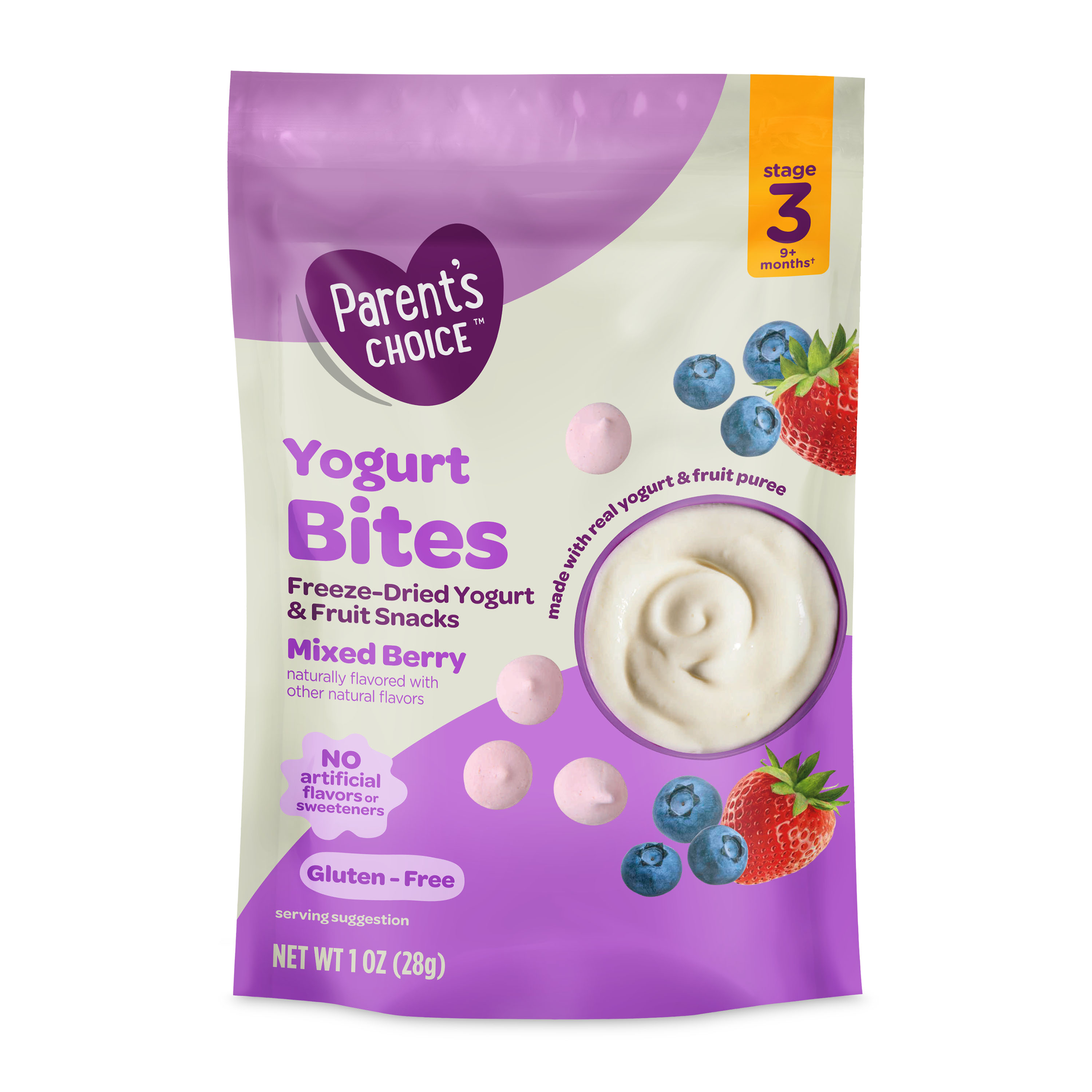 Parent’s Choice Stage 3 Toddler Yogurt Bites Snack, Mixed Berry, 1 oz Pouch