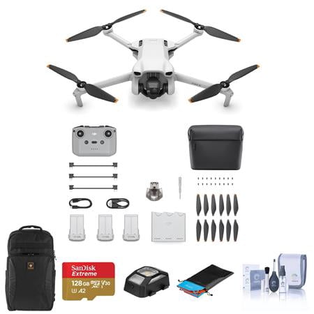 Mini 3 Drone Fly More Combo with RC-N1 Controller Bundle with 128GB microSDXC Memory Card  Backpack  Strobe Anti-Collision Light  Foldable Landing Pad Pro  Cleaning Kit