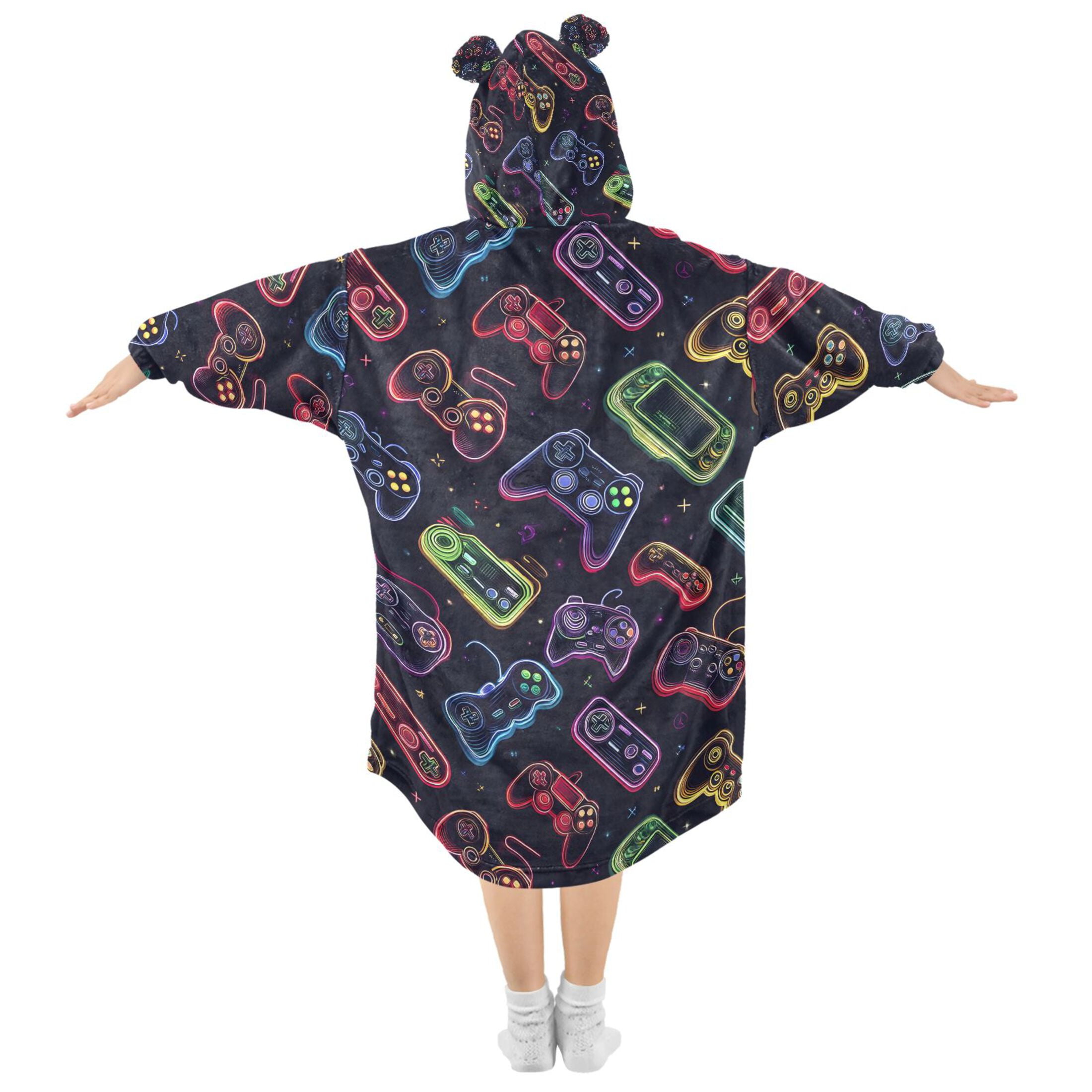 joogoo Wearable Blanket Hoodie for Game Controller Flannel Sherpa Pocket 3-14 YR S