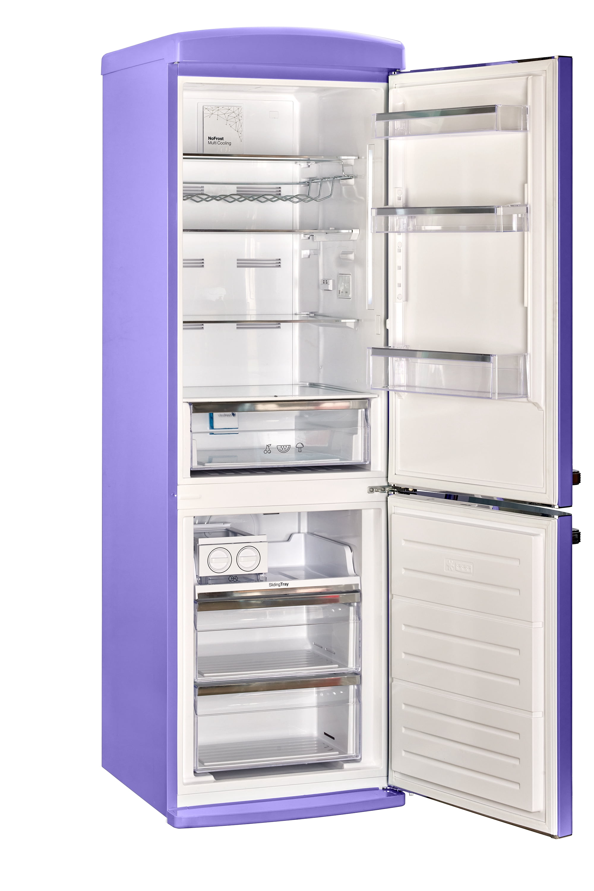 Unique Appliances Classic Retro 12 Cu.ft. 2-Door Glass Door Bottom-Freezer Refrigerator in Violet