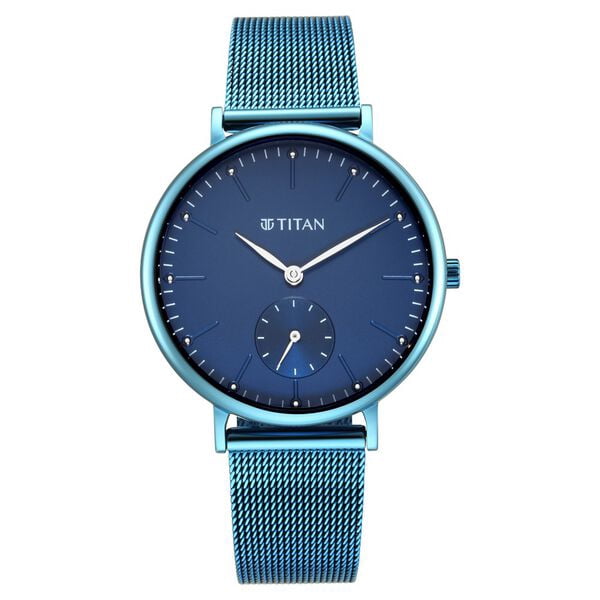 Titan Slimline Blue Dial Analog Stainless Steel Strap Watch for Women&nbsp;