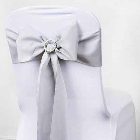 

5 PCS | 6 x 108 Silver Polyester Chair Sash