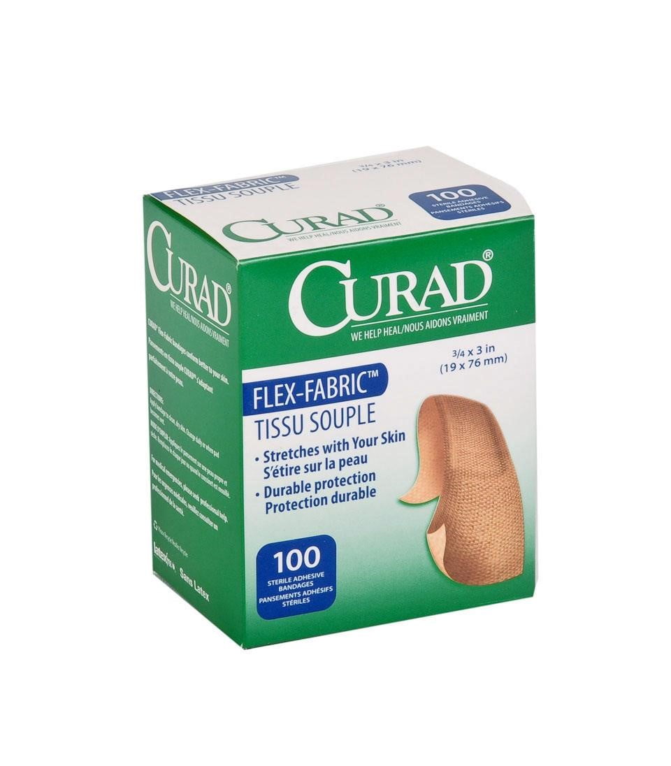 Medline Curad Fabric Adhesive Bandages, Natural, 100 Ct