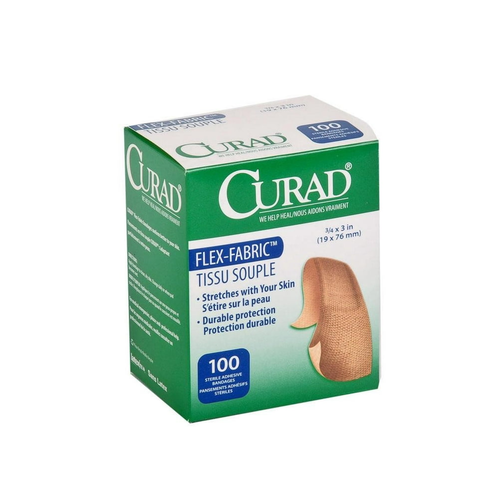 Medline Curad Fabric Adhesive Bandages, Natural, 100 Ct