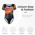 thumbnail image 4 of Vsdgher Bioluminescent Underwater Flower Prinr Short Sleeve Body suit for Womens, Sexy Onesie One Piece Round Neck Bodysuit Shapewear Tummy Control-Medium, 4 of 7