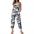 thumbnail image 5 of EANJE Halloween Dressy Jumpsuits for Women Gothic Skull Floral Graphic Women Overall Sleeveless Wide Leg Jumpsuit Loose Straps Rompers Relaxed Bib Overalls Winter Clothing Blue XL, 5 of 6