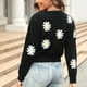 thumbnail image 4 of Suéter de cuello redondo, suéteres para mujer, sudadera de cuello redondo de moda, suéter de punto acanalado, tops para mujer, 4 of 4