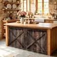 thumbnail image 6 of Farmhouse Cabinet Curtains for Kitchen 32"W x 55"L, Brown Country Style Barn Door Distressed Wood Grain Pantry Curtain Skirt Magic Tape Short Curtains Decor Privacy Panel for Utility Closet Bathroom, 6 of 9